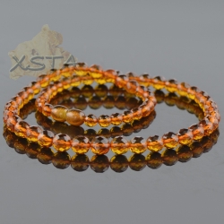 Round Amber faceted beads necklaces